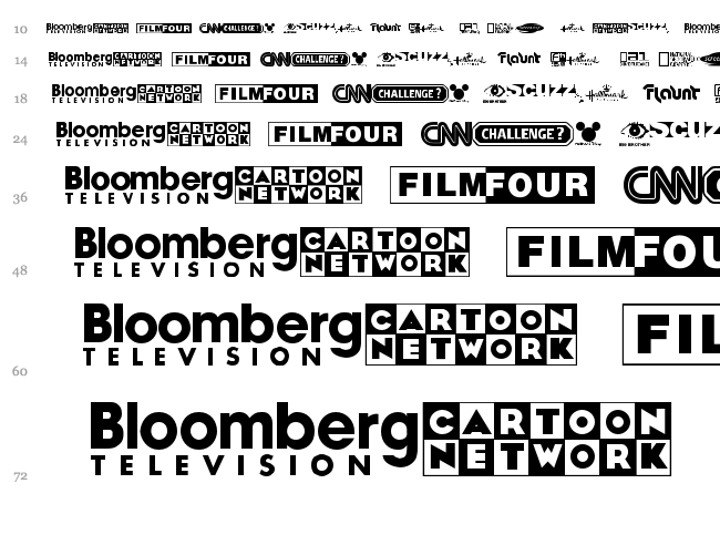 UK TV logos font waterfall